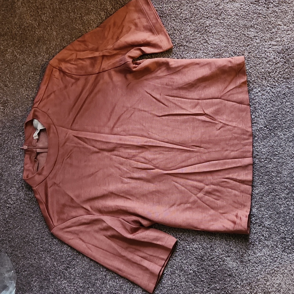 Mock neck rust cropped top